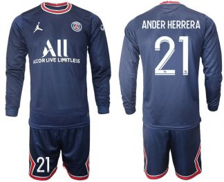 2022 Paris St. Germain Herren Heimtrikot Ander Herrera 21# Langarm + Kurze Hosen