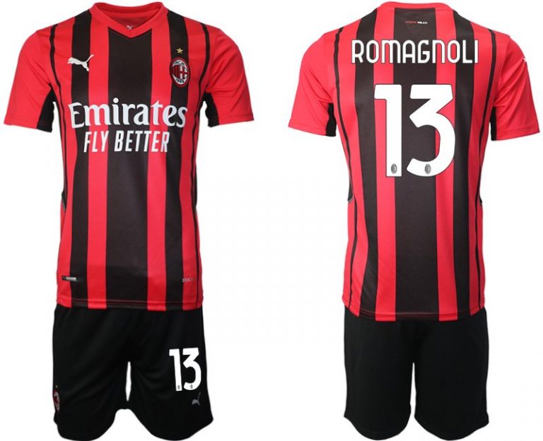 AC Milan Alessio Romagnoli #13 Herren Heimtrikot Trikotsatz Kurzarm + Kurze Hosen