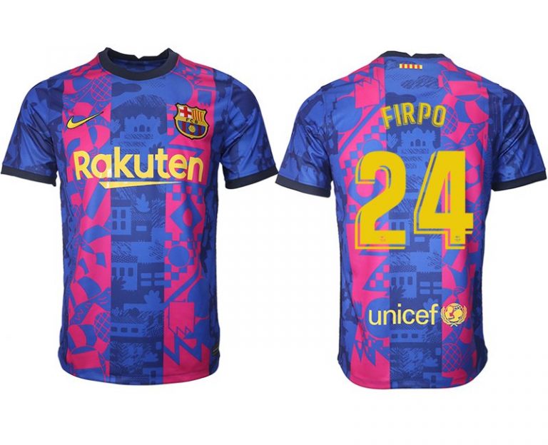 FC Barcelona Herren 3rd Trikot 2021/22 dunkelblau/gelb mit FIRPO 24 Individualdruck