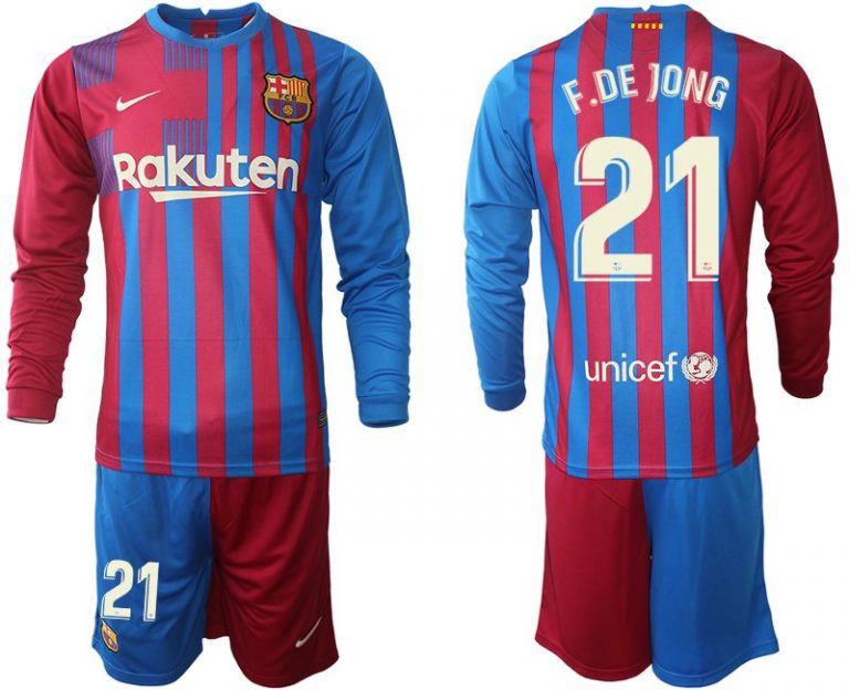 FC Barcelona Stadium Heimtrikot 2021-22 mit F.De Jong 21 + Kurze Hosen