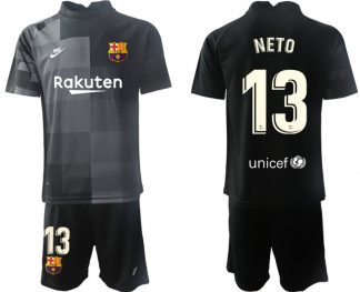 Fußball Trikotsatz FC Barcelona Torwarttrikot 2021/2022 Schwarz mit Aufdruck NETO 13