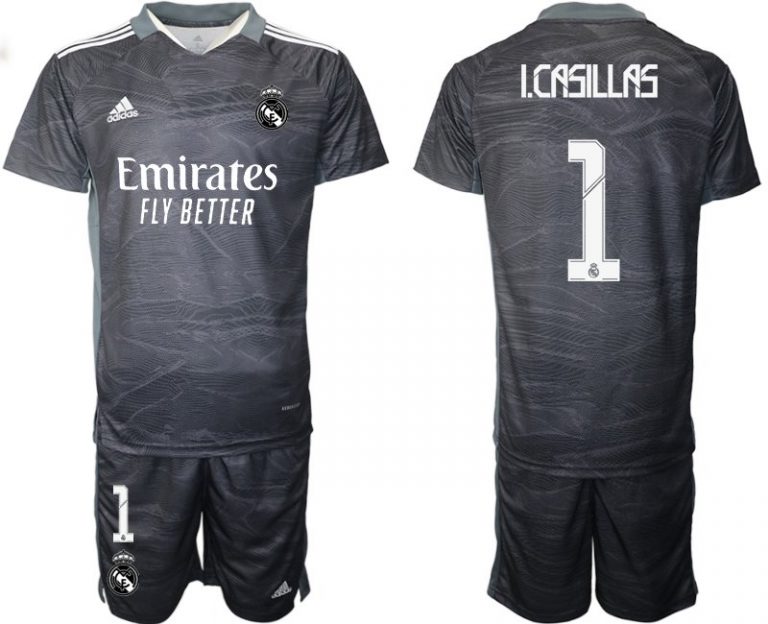 Fußball Trikotsatz Real Madrid Torwart Heimtrikot 2022 Schwarz mit Aufdruck I.Casillas 1