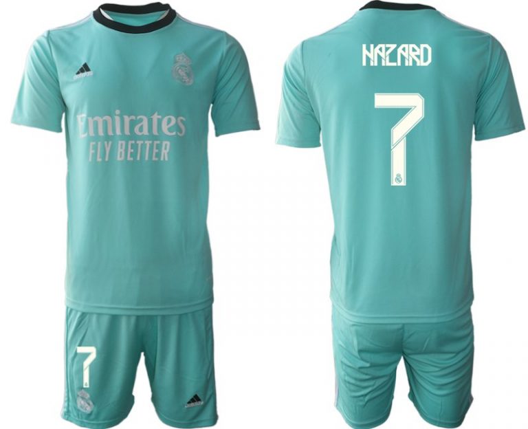 Herren Fußball Trikot 3rd Real Madrid Ausweichtrikot 2022 grün mit Aufdruck Hazard 7