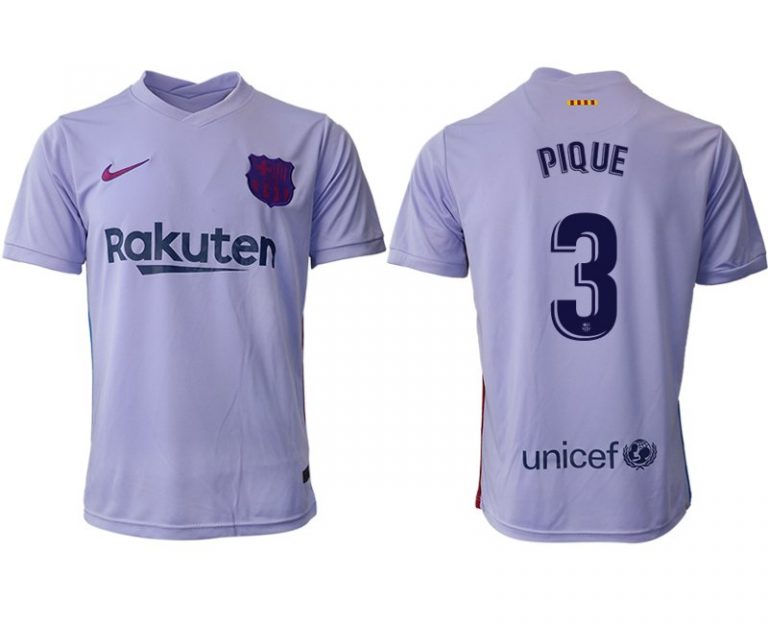 Herren Fußballtrikot FC Barcelona 21-22 Auswärts Trikot mit Aufdruck PIQUE 3