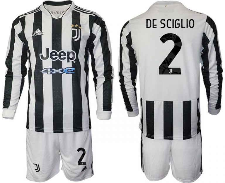 Juventus Turin Mattia De Sciglio 2# Herren 2022 Heimtrikot Langarm + Kurze Hosen