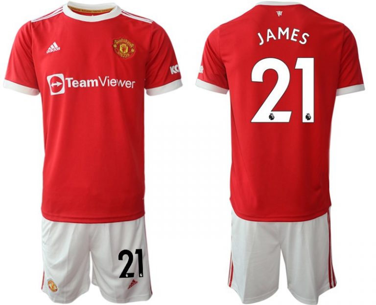 Manchester United 2022 Herren Fußballtrikot James 21 Heim Trikotsatz rot im Sale