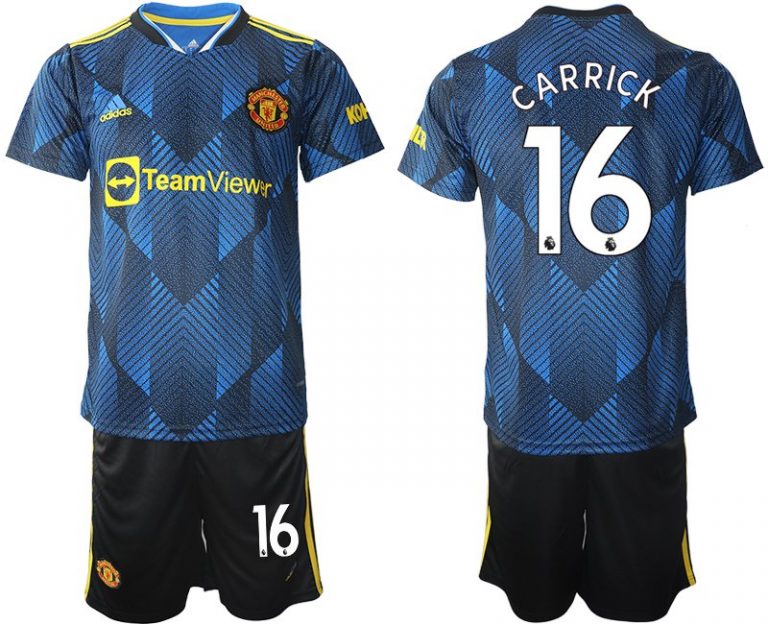 Manchester United Ausweichtrikot 2022 blau mit Aufdruck Carrick 16-1