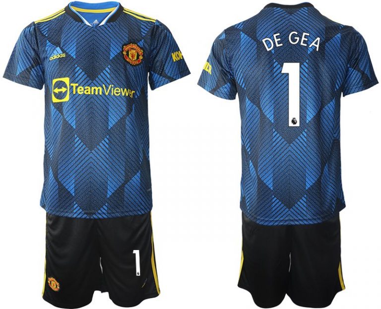 Manchester United Ausweichtrikot 2022 blau mit Aufdruck DE GEA 1-1