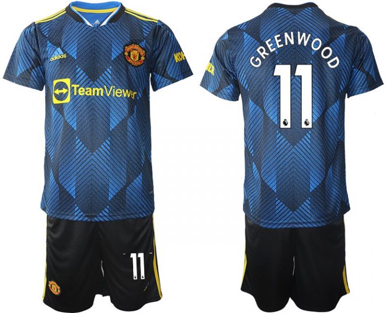 Manchester United Ausweichtrikot 2022 blau mit Aufdruck Greenwood 11-1