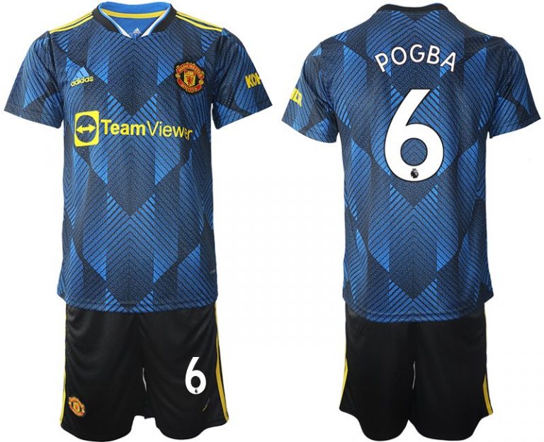 Manchester United Ausweichtrikot 2022 blau mit Aufdruck Pogba 6-1