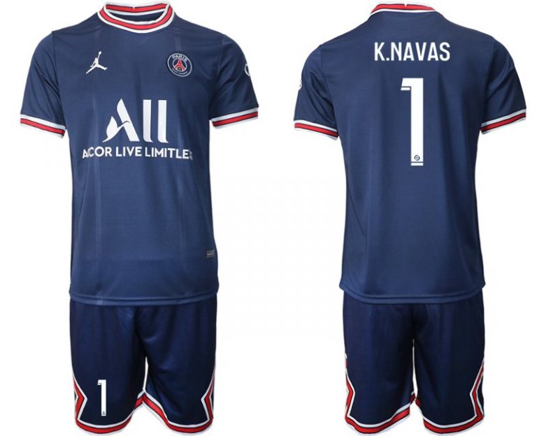 Paris Saint Germain Heimtrikot 2021/22 dunkelblau/weiß mit Aufdruck K.Navas 1-1