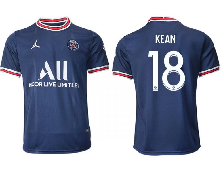 Paris Saint Germain Heimtrikot 2021/22 dunkelblau/weiß mit Aufdruck Kean 18