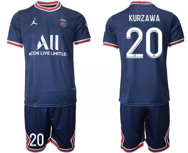 Paris Saint Germain Heimtrikot 2021/22 dunkelblau/weiß mit Aufdruck Kurzawa 20-1