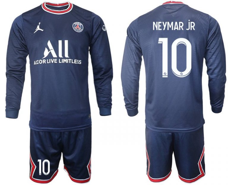 PSG x Jordan Heim-Stadion-Trikot 2021-22 mit Aufdruck Neymar Jr 10 + Kurze Hosen