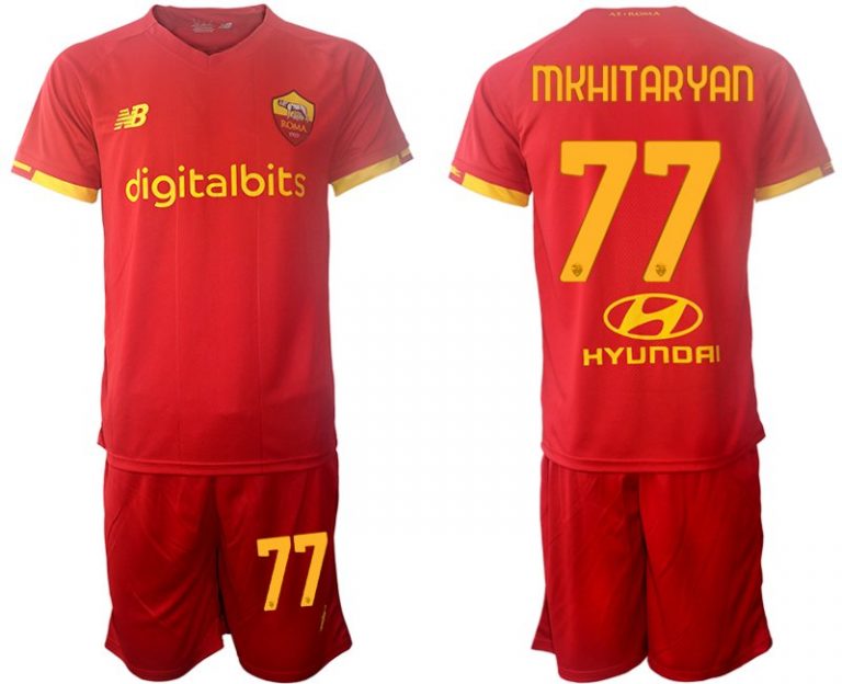 AS Roma 2022 Heimtrikot rot Trikotsatz Kurzarm + Kurze Hosen MKHITARYAN 77