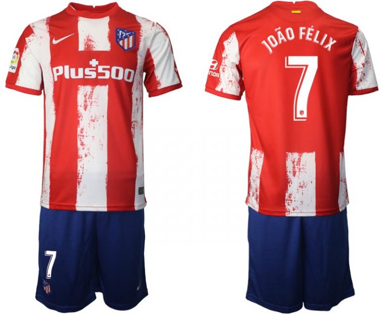 Atlético Madrid Heimtrikot 2021-22 rot/weiß mit Aufdruck João Félix 7-1