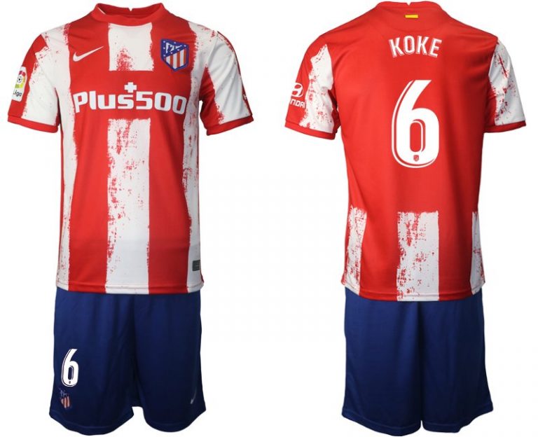 Atlético Madrid Heimtrikot 2021-22 rot/weiß mit Aufdruck KOKE 6-1