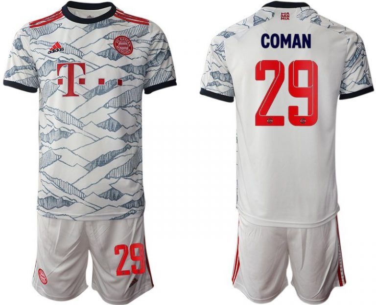 FC Bayern München 2021-22 Drittes Trikot 3rd weiß Kurzarm mit Aufdruck Coman 29-1