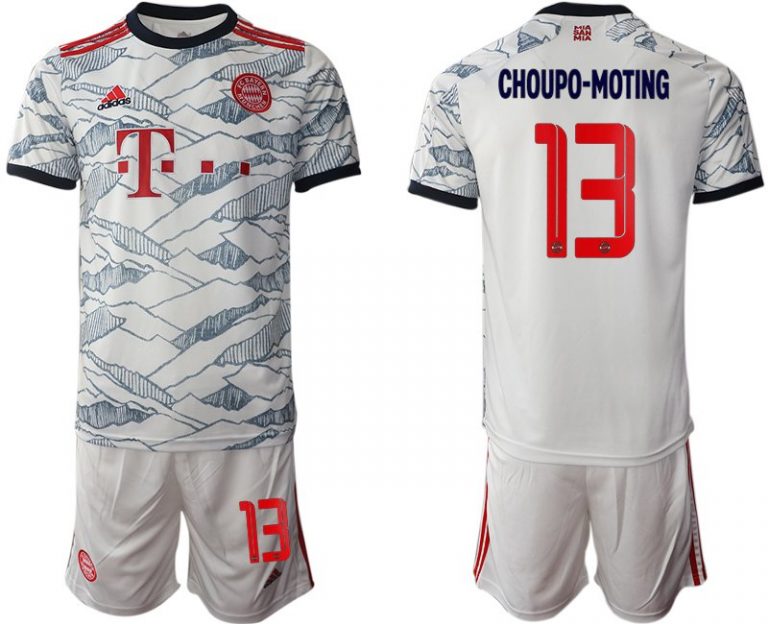 FC Bayern München 2021/22 Herren Ausweichtrikot weiß mit Aufdruck Choupo-Moting 13-1