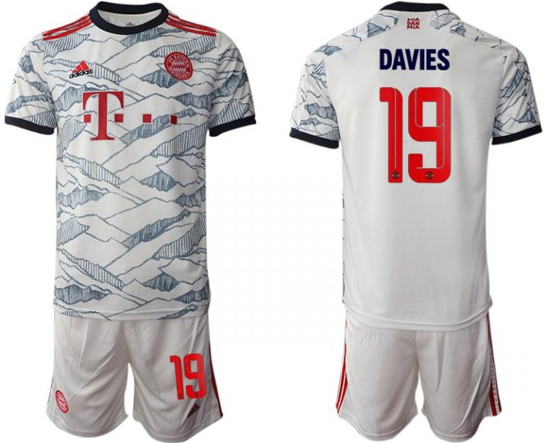 FC Bayern München 2021/22 Herren Ausweichtrikot weiß mit Aufdruck Davies 19-1