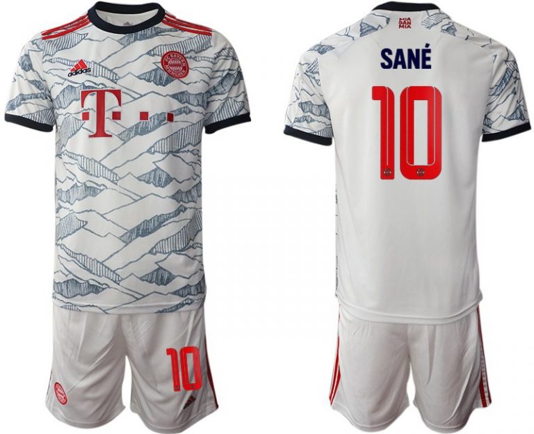 FC Bayern München 2021/22 Herren Ausweichtrikot weiß mit Aufdruck Sané 10-1