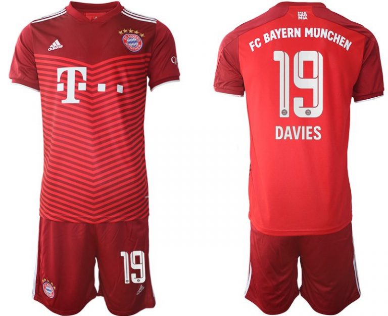 FC Bayern München 2021/22 Herren Heimtrikot rot mit Aufdruck Davies 19-1