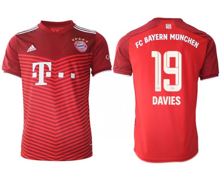 FC Bayern München 2021/22 Herren Heimtrikot rot mit Aufdruck Davies 19