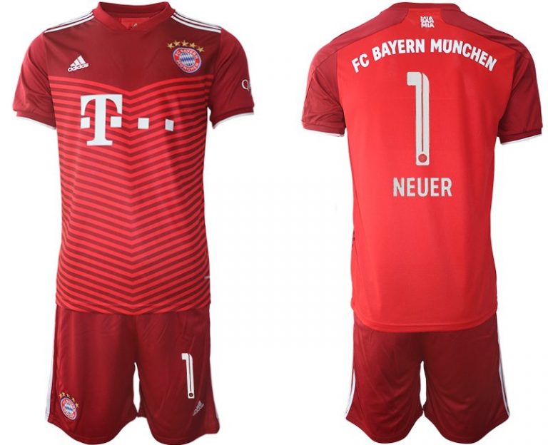 FC Bayern München 2021/22 Herren Heimtrikot rot mit Aufdruck Neuer 1-1