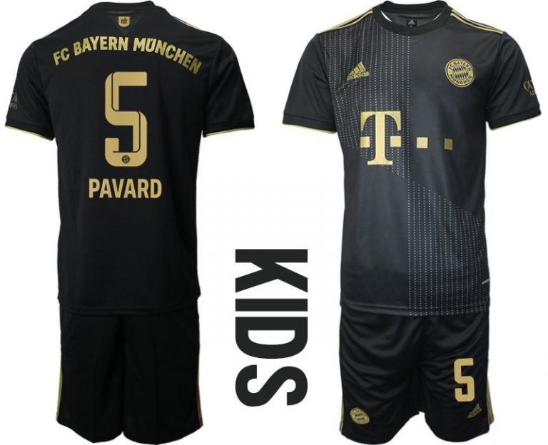 FC Bayern München Auswärtstrikot 2022 schwarz für Kinder mit Aufdruck Pavard 5