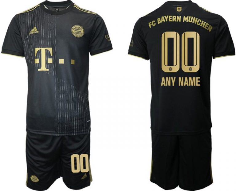 FC Bayern München Herren Auswärts Trikot 2021/22 Schwarz/Gold Trikotsatz-1