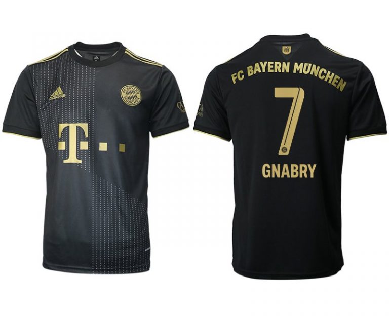 FC Bayern München Herren Auswärts Trikot 21/22 schwarz/gold mit Aufdruck Gnabry 7