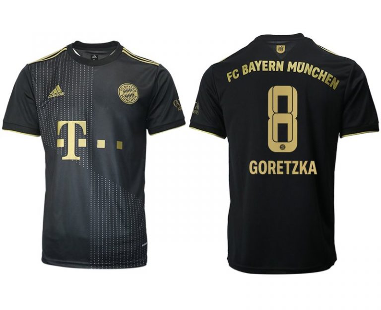 FC Bayern München Herren Auswärts Trikot 21/22 schwarz/gold mit Aufdruck Goretzka 8