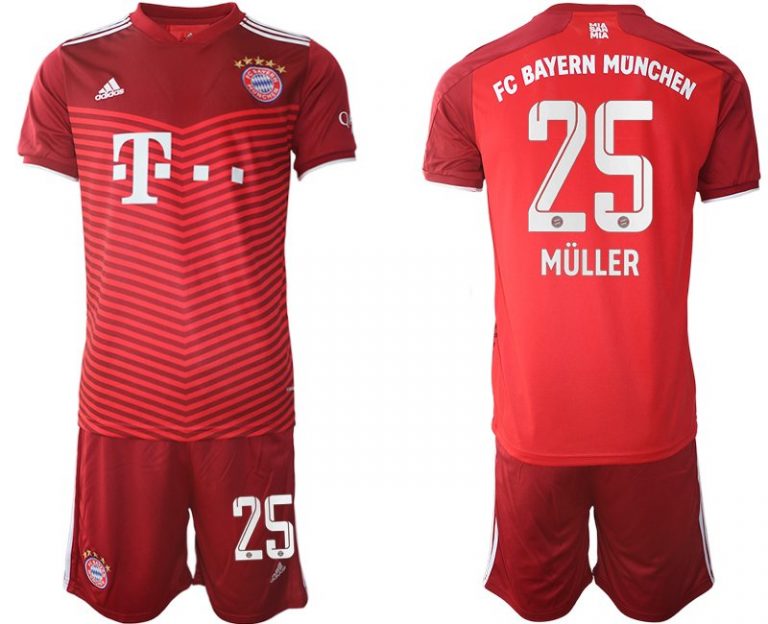 FC Bayern München Saison 2021/22 Heimtrikot rot mit Aufdruck Müller 25-1