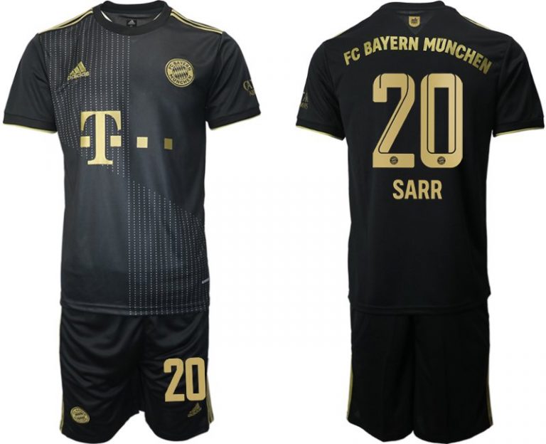 FC Bayern München SARR 20 Herren Fußballtrikot Auswärts 2021/22 Schwarz Trikotsatz