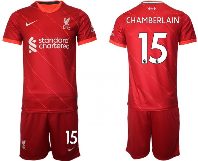 FC Liverpool Heimtrikot 2021/22 rot Trikotsatz mit Aufdruck Chamberlain 15