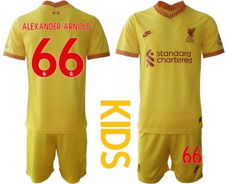 Fußball Trikot FC Liverpool Ausweichtrikot 2021-22 für Kinder mit Aufdruck Alexander-Arnold 66