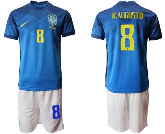 Fussball Trikotsatz Brasilien 2020/21 Auswärtstrikot Kurzarm Blau mit Aufdruck R.AUGUSTO 8