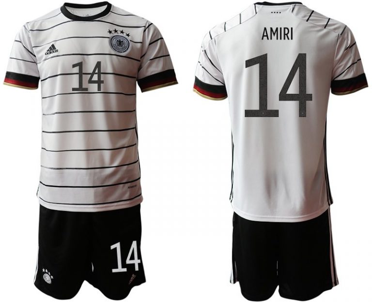 Fußballtrikot Set DFB Deutschland Heimtrikot Herren EM 2020 in weiß mit Aufdruck AMIRI 14