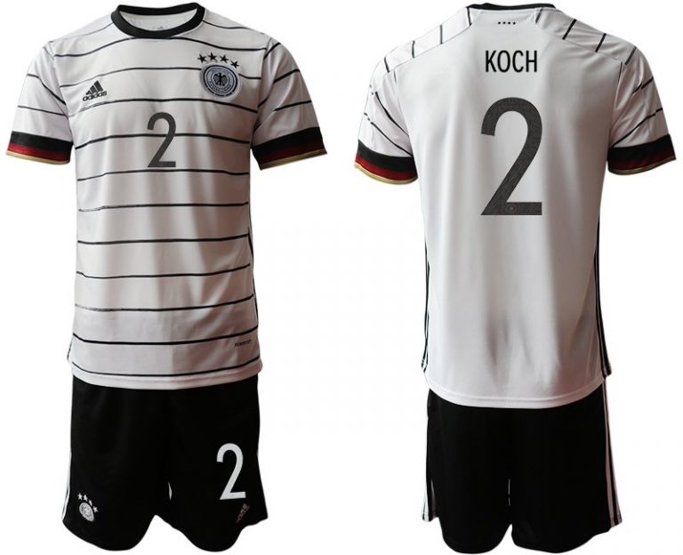 Fußballtrikot Set DFB Deutschland Heimtrikot Herren EM 2020 in weiß mit Aufdruck KOCH 2