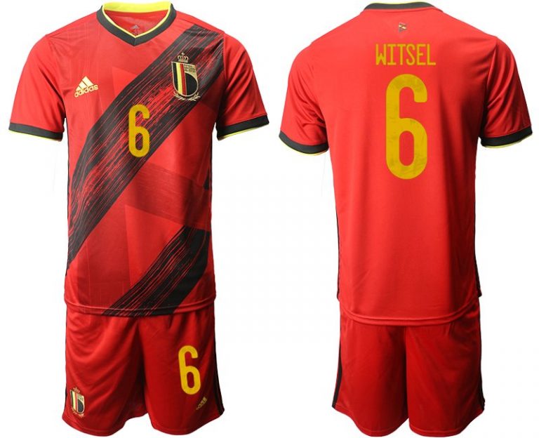 Fussballtrikot Set Herren Belgien Trikot Home EM 2020 Rot mit Aufdruck WITSEL 6