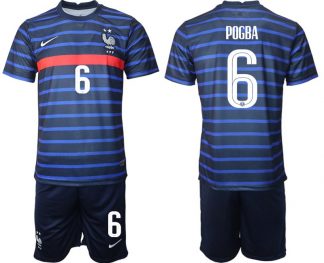 Günstige Trikotsatz Frankreich Heimtrikot EM 2022 Blau mit Aufdruck POGBA 6