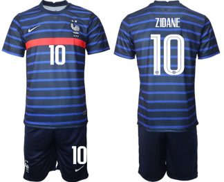 Günstige Trikotsatz Frankreich Heimtrikot EM 2022 Blau mit Aufdruck ZIDANE 10