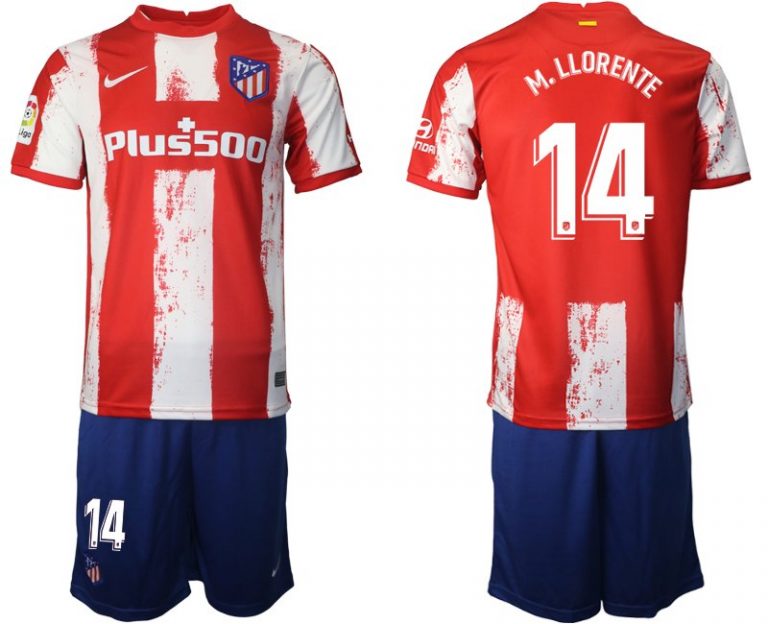 Heimtrikot Atlético Madrid 2021/22 rot/weiß mit Aufdruck M.Llorente 14-1