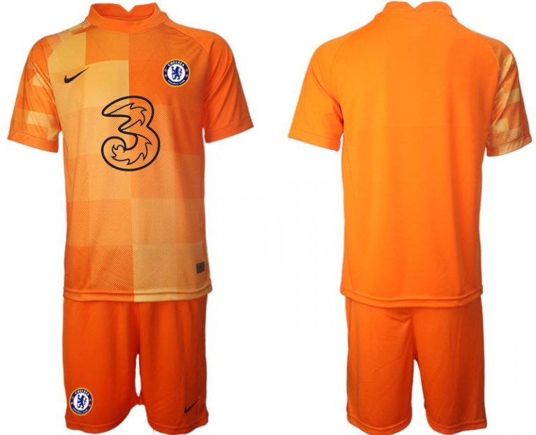 Herren Fußballtrikots Chelsea FC 2022 Torwarttrikot Set in orange