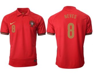 Herren Portugal Heimtrikot EURO 2020/21 rot/gold mit Aufdruck NEVES 8