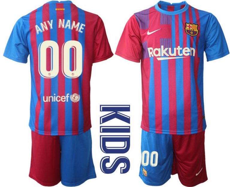 Home Trikot FC Barcelona 2021-22 Heimtrikot für Kinder rot blau-1