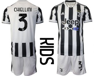 Kinder Fußball Trikot Juventus Turin Heimtrikot 2021/22 mit Aufdruck Chiellini 3