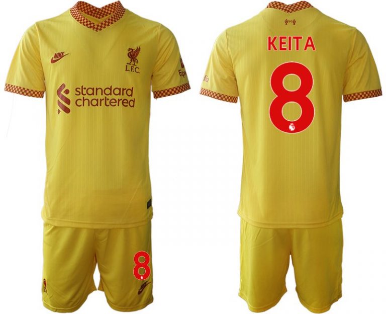 Liverpool FC Stadium Ausweichtrikot 2021/22 gelb-rot Fußball Trikotsatz KEITA 8