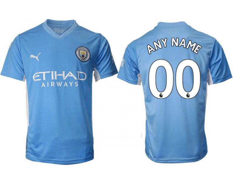 Manchester City Herren Personalisierte Fußball Heimtrikot Anpassbare Name und Nummer-1