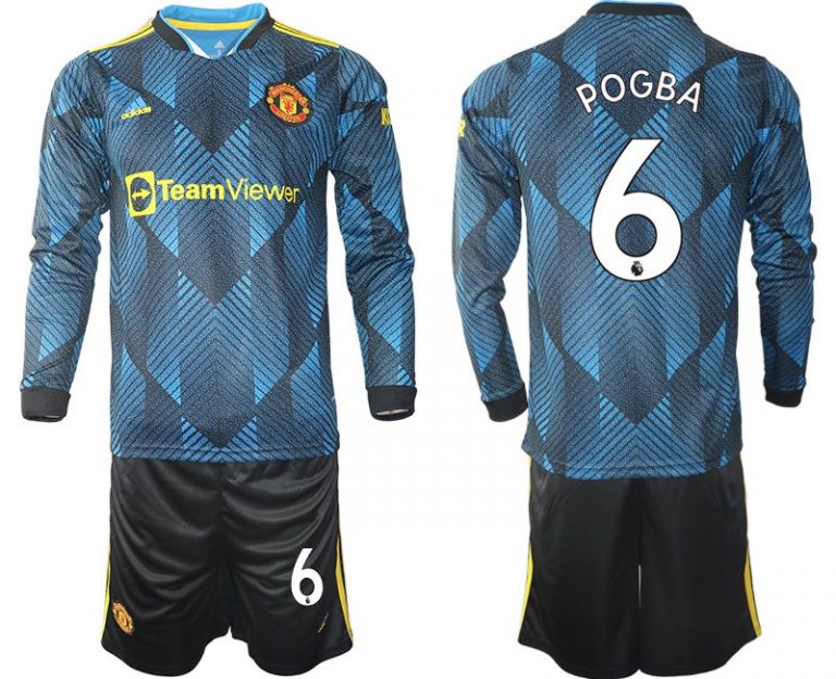 Manchester United Ausweichtrikot 2021/22 Langarm Trikotsatz mit Aufdruck Pogba 6